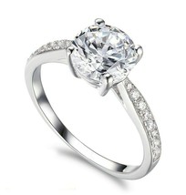 2CT Solitaire Künstlicher Diamant 14K Weiß Vergoldet Verlobung Versprechen Ring - £111.60 GBP