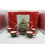 Department 56 O Christmas Tree Teapot 4 Tea Cups Handpainted Ceramic #13... - £34.24 GBP