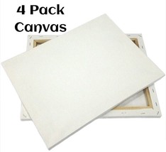 4 Piece 16x20&quot; Artist Canvases Pre-Stretched Cotton Duck Double Acrylic Gesso - £19.33 GBP