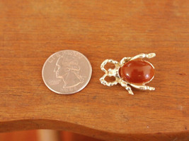 Vtg Mid Century Butterscotch African Amber Phenolic Scarab Beetle Brooch... - $29.99