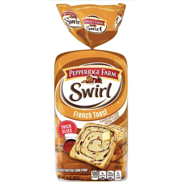 Primary image for Pepperidge Farm Swirl French Toast Thick Slice Bread, 14 oz. Loaves 4346