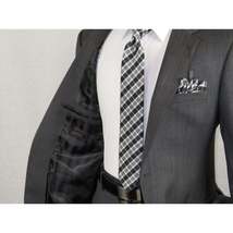 Men's Wool Cashmere Sharkskin Suit Giorgio Cosani Two Button 901 Charcoal Gray image 3