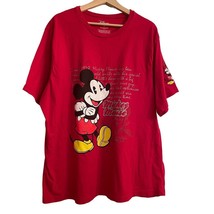 Vintage Disney Mickey Mouse Womens Red T Shirt Silver Glitter Writing 3X u - £22.37 GBP