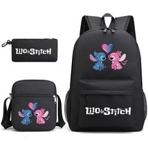 Disney Cartoon Stitch Cute Backpack 3 Piece Set New Print Backpacks Messenger Ba - £41.13 GBP