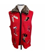 Bright &amp; Merry Ugly Christmas Sweater Vest with removable animal print c... - £26.12 GBP