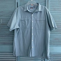 Van Heusen Traveler Men&#39;s Button Down Shirt Sz XL ~ Green &amp; White ~ Short Sleeve - £17.71 GBP