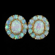 5Ct Oval Cut Lab Created White Opal Diamond Stud Earrings 14k Yellow Gold Plated - £73.36 GBP