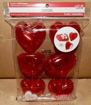 Valentine&#39;s Day Heart Containers 6 Each Plastic Tags &amp; Strings 3&quot; x 3&quot; 193B - $6.99