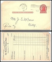 1919 US Postal Card - The Farmers National Bank, Topeka, Kansas to City V4  - £2.21 GBP