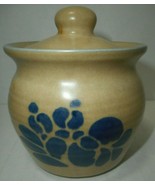 Pfaltzgraff Sugar Bowl w Lid Made in USA FOLK ART Vintage Blue/Tan #022 EUC - £14.19 GBP