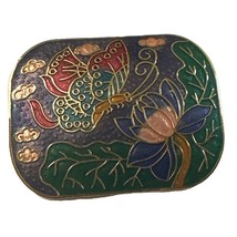 Vintage Enamel Butterfly &amp; Lotus Flower Brooch - £11.81 GBP