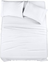 Utopia Bedding Bed Sheet Set - 4 Piece White - Soft Brushed Microfiber NEW - £22.53 GBP