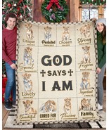 God Says I Am With Lion Art Fleece Blanket Christmas Gift For Follower C... - $31.17 CAD+