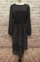 DKNY Womens Black Polka Dot Midi Sheath Dress Long Sleeve Polyester MEDI... - $49.00