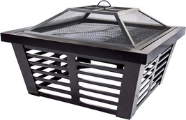 Pleasant Hearth Ofw191S Hudson Square Steel, 34-Inch Fire Pit, Wenge - £158.10 GBP