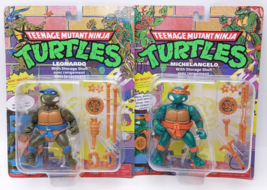 Playmates Teenage Mutant Ninja Turtles classic Figure Leonardo + Michelangelo - £25.97 GBP