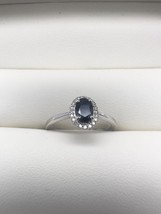 9ct White Gold Diamond &amp; Blue Sapphire Oval Cluster Ring 0.53 ct - $339.50