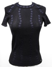CHANEL Navy Black Sweater Top Knit Blue Polka Dot Short Sleeve 16P 2016 ... - £413.31 GBP