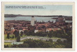 QUEBEC CITY GENERAL VIEW LOOKING DOWN ST LAURENCE RIVER ~ 1940s postcard... - £2.75 GBP