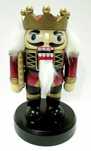 Christmas Nutcracker King  Wooden  6&quot; Red Gold Black Holiday Wood  Gold Crown - £27.17 GBP