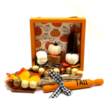 Autumn Decor Pumpkins Rolling Pin Bead Garland Thankgsiving Fall Table A... - $24.24