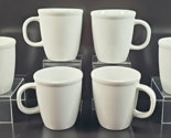 6 Bodum Corona Mugs Set White Porcelain Embossed Edge Restaurant Coffee ... - £106.10 GBP