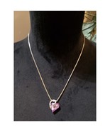 Womens Gold Tone Rhinestone Crystal Love Heart Pendant Collarbone Chain ... - $36.40 CAD