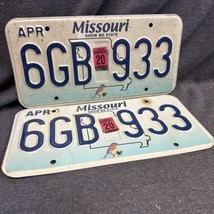 2020 Missouri license plates set of 2 - 6GB 933 - April- Bluebird - £9.46 GBP
