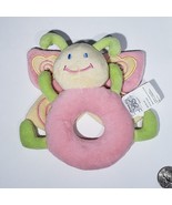 Koala Baby 5&quot; Butterfly Plush Ring Rattle Pink Yellow Green - £9.38 GBP