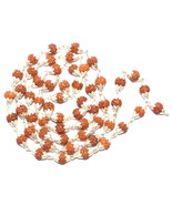 Natural Rudraksha Mala In Pure Silver Conical Caps - 54+1 - €106,96 EUR