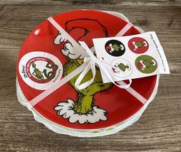 The Grinch 4 Pack Assorted Ceramic 6&quot; Dessert Snack Plates Dishes New - £22.44 GBP
