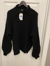 EMBOSSED Black Knitted Sweater XL NEW NWT REV $69 - $19.79