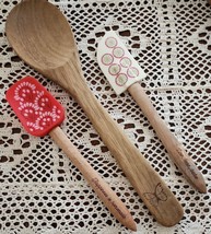 Pioneer Woman ~ 3 Pc. Utensil Set ~ Wooden Spoon ~ Silicone Spatula &amp; Sp... - £11.94 GBP