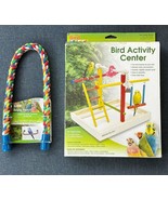 Wood Bird Activity Center Parakeets Cockatiels Small Birds + Cotton Rope... - £15.17 GBP