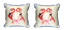 Pair of Betsy Drake Two Flamingos Small Pillows 12 Inch X 12 Inch - £54.33 GBP