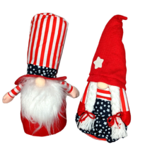 LG Patriotic USA Gnomes Plush Man Woman Doll Set Fourth of July Memorial Day 16&quot; - £28.77 GBP