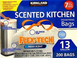 Kirkland Signature Flex-Tech 13-Gallon Scented Kitchen Trash Bags - 200 ... - $33.31