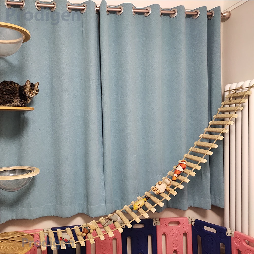 Cat Bridge for Cats Cage, Sisal Wooden Rope Ladder, Pet Furniture, Kitte... - $18.45+