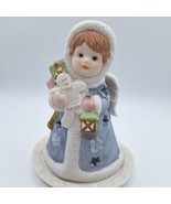 Christmas Candle Holder Tealight Girl Carrying Present and Lamp 5.5in Tall - $169.27 MXN