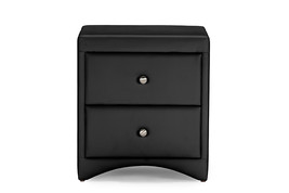 Zamira Black Faux Leather Upholstered Nightstand - $176.00