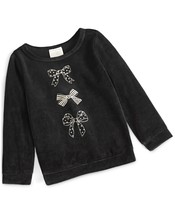 First Impressions Baby Girls Bow Velour Top, - Deep Black - $6.13