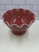 Longaberger BE MY VALENTINE RUFFLED BOWL Red Sweetheart POTTERY No Box - $9.85