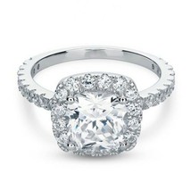 3.50Ct Cushion Cut Engagement Ring Halo Simulated Diamond 14K White Gold Plated - $84.14