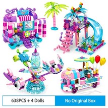 Friends Summer Amusement Park Holiday Seaside Slide Rotating Chair Blocks - $41.98