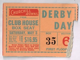 1958 Kentucky Derby Ticket Stub Tim Tam Winner - £377.35 GBP