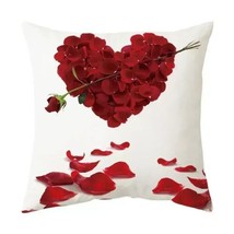 Happy Valentine&#39;s Day Red Heart Arrow Accent Pillow Cover Home Decor 18x18 - £14.04 GBP