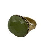 Steve Vaubel Couture Gold Plate Ring Size 8.25 Prehnite Green Stone Sign... - $535.94 CAD
