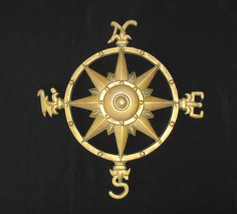 Solid Brass Star Nautical Compass Rose Directional Wall Hanging 11” Vintage - £35.60 GBP