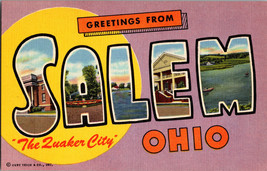 Large Letter Greetings From Salem Ohio &quot;The Quaker City&quot; - Postcard  (C5) - £7.51 GBP