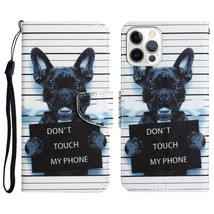 iPhone 15 Pro Max Leather Phone Case with Black Dog Drawing - $22.36